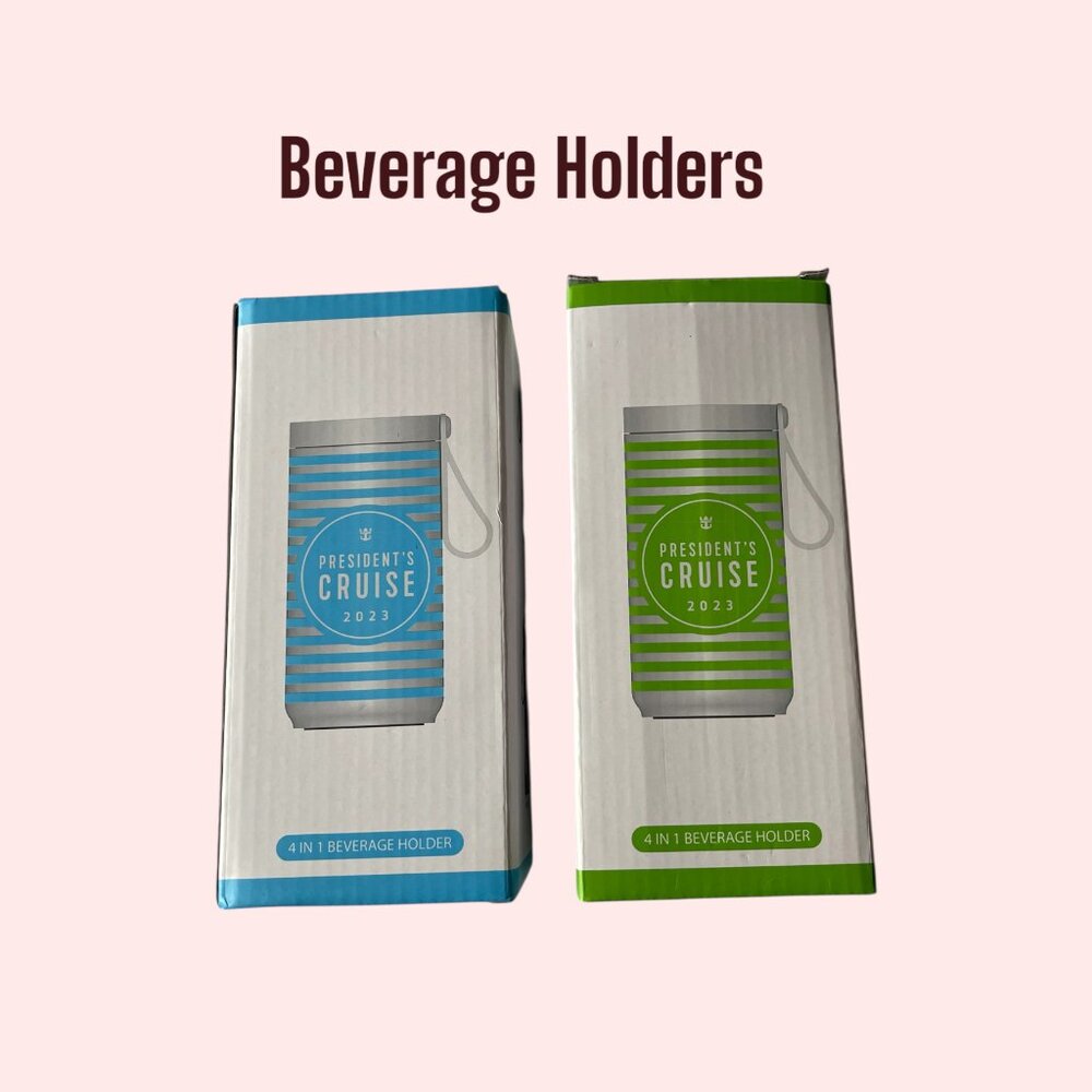 Royal Caribbean Cruise 2023 Collector Can Coolers Blue & Green Set of 2
